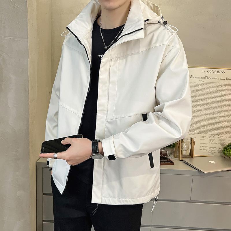 Men's Jackets for Young and Middle-aged People, Small Fragrant Style Hooded Work Jackets, Spring and Autumn Outdoor Fleece Jackets