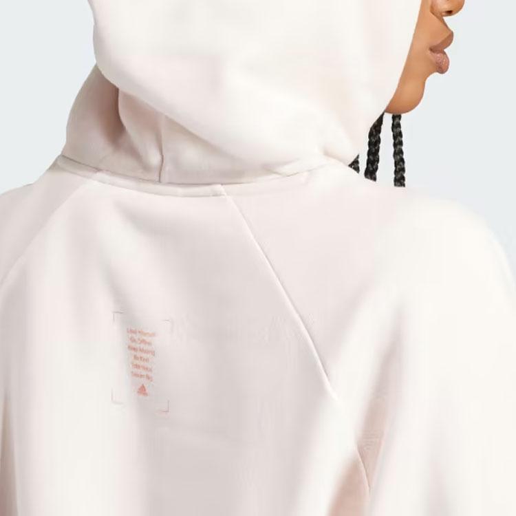 Adidas The Safe Place Crop Hoodie Solid Color Logo Long Sleeve Hooded Sweatshirt Women Hoodies Beige IT1529