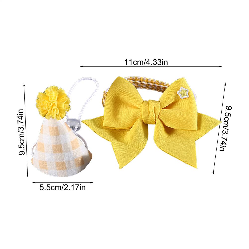 

Cat Birthday Hat Cute Headband Cat Hats Puppy Hat Pet Headwear Adjustable Bow Tie Small Dog Hat Plaid Hat Costume Decorations жёлтый