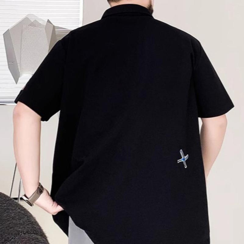 American Embroidery Trendy Wicking Soft Quality Breathable Men's Loose Polo Shirt--Wrinkle Resistant Casual Athletic Short Sleeve Neck Shirt