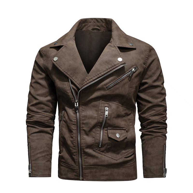 Giacca alla moda da uomo in pelle PU con bavero - Capospalla in stile europeo e americano