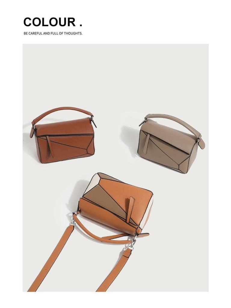 Trendige 2024 Geometrische Spleiß Damen Umhängetasche - Große Kissen Schultertasche für Herbst & Winter