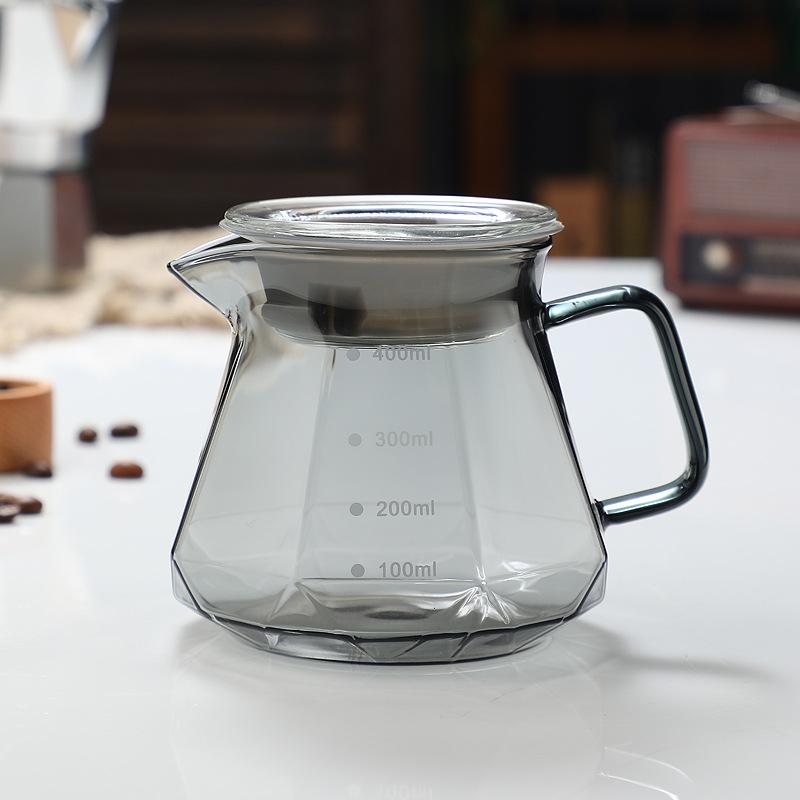 Octagonal Coffee Pot Transparent Juice Coffee Kettle Reusable Coffee Teapot Glass Coffeeware 400/600ml Without Filter Cup