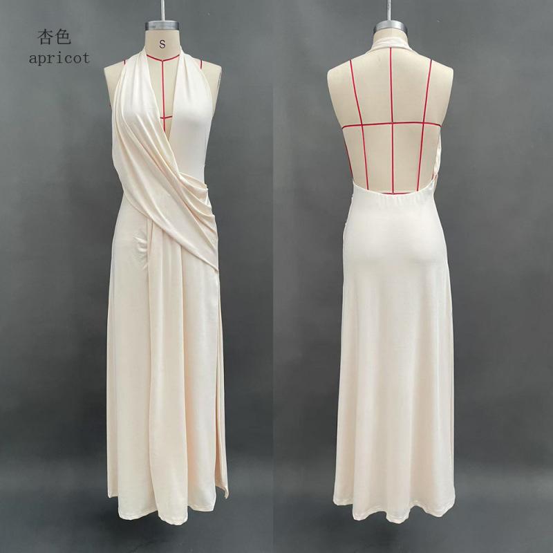 European and American summer fashion women's clothing, Spice Girl deep V neck pleated backless split dress new