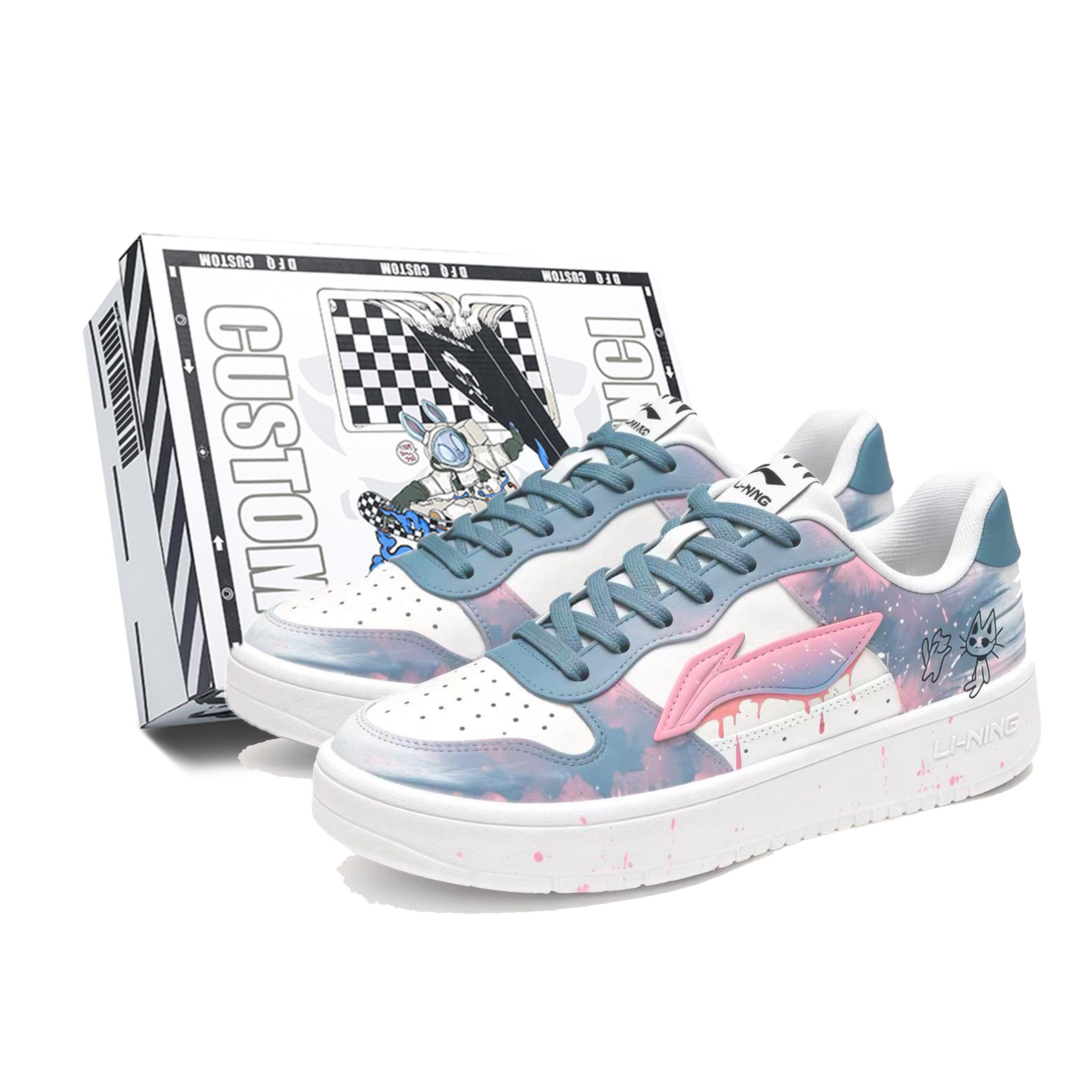 Li Ning Pink Mist, Box Low top Skateboard Shoes Men s Blue AGCS419-1(TeamM--BOX) 41
