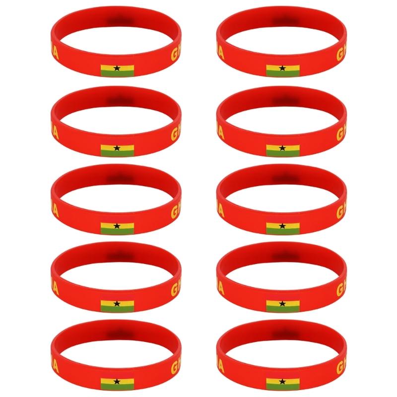 Set Of 10 Piece Vibrant Silicone Wristbands With 2026 Sports Event Country Flags Ideal For Gifts And Parties