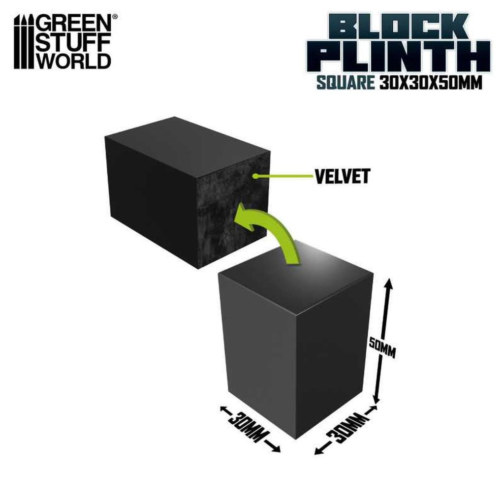 Green Stuff World Display Stand, Square Prism Block, 3cm X 3cm, Black, Hobby Accessory, GSWD-5810