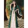 Medieval Vintage Court Dress With Velvet Fabric And Puff Sleeves For Halloween Costume Enthusiasts