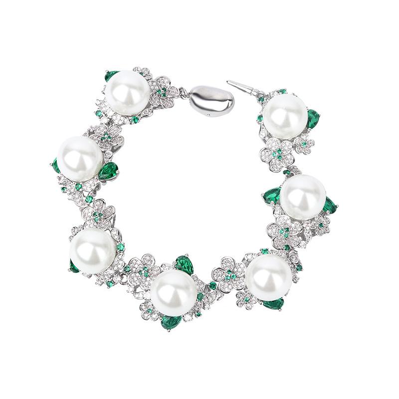 Austrian Palace Flower Pearl Bracelet Sea Water Grey Shell Freshwater Daxi Di Gong Ting Feng Women's Style