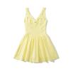 French romantic sexy deep V-neck bow embroidered lace waist thin A word short dress pure desire dress women's summer