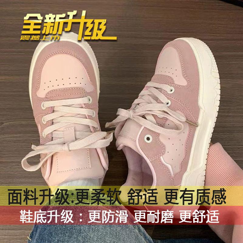 

College style little white shoes women s autumn 2025 new pink bread shoes thick sole showing feet small round head student board shoes 35
