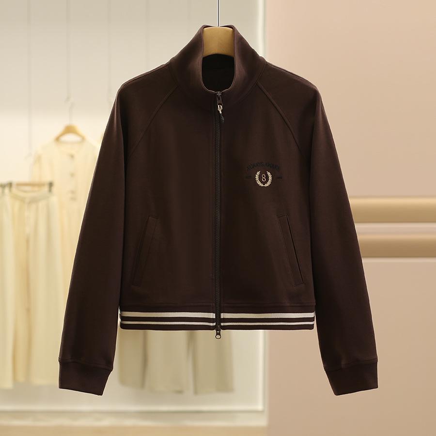 

Повседневная куртка-свитшот Zhang Nading с воротником-стойкой, приталенная - Осенняя коллекция S коричневый