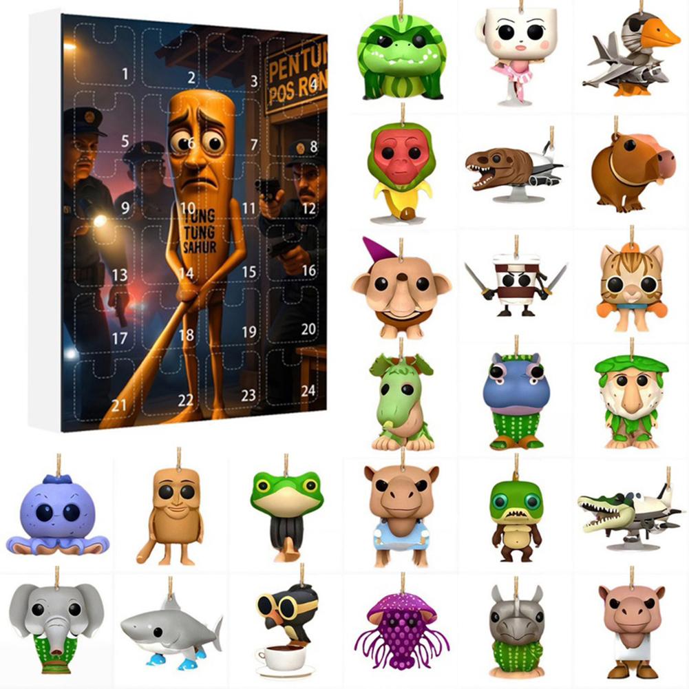 24PCS Italian Brainrot Tung Sahur Character Acrylic Stick Figure Model Blind Boxes Tralalero 2D flate Acrylic Keychain Model