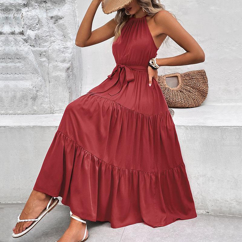 YYFS Women's Fashion Summer Spring Solid Color Print Sleeveless Casual Dresses