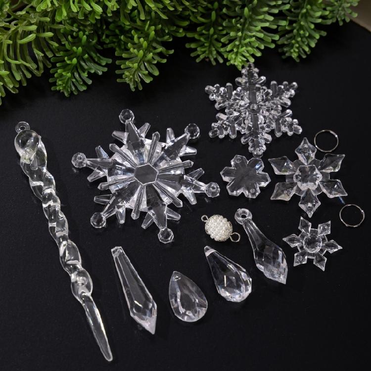Shatterproof Acrylic Holiday Decorations Snowflake Clear Hanging Ornament For Christmas Tree And Doorway Accent