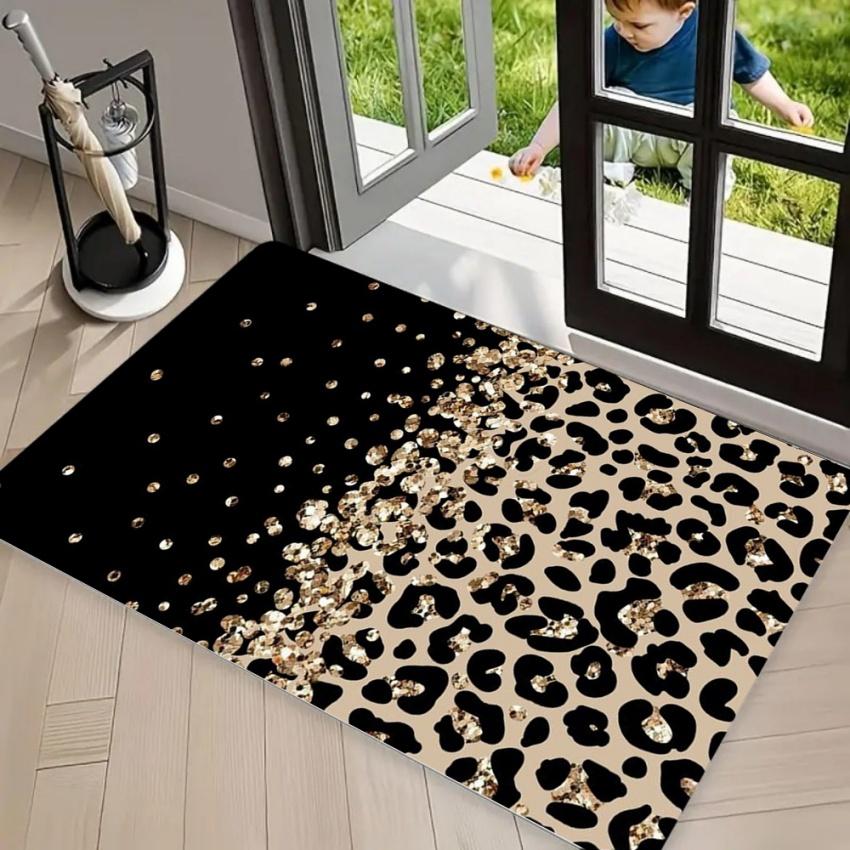 Multi-Color Leopard Print DOORMAT Area Rug Carpet Striped Animal Skin Pattern Stylish Non-Slip Floor Mat for Entryway Aesthetic