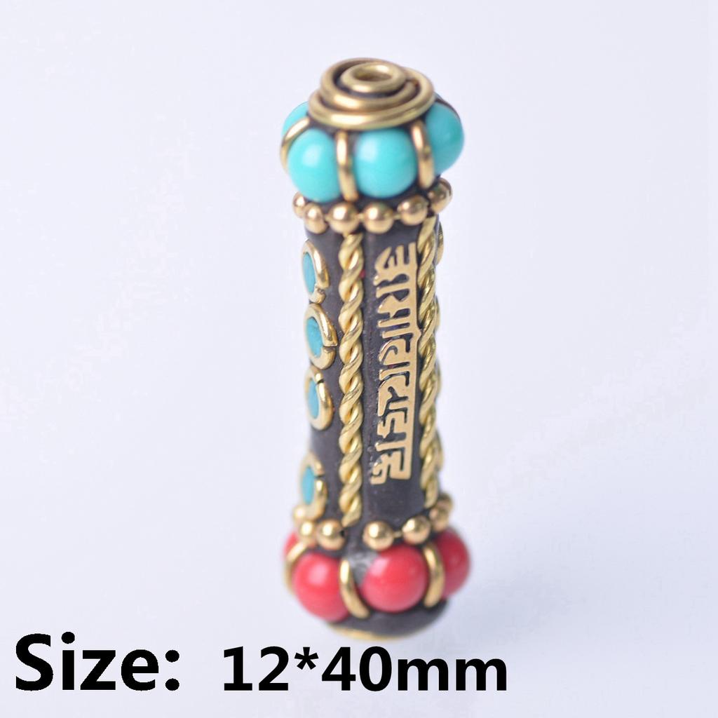 Handmade Nepalese Buddhist Tibetan Brass Metal & Clay Loose Craft Beads for Necklace Jewelry Making DIY
