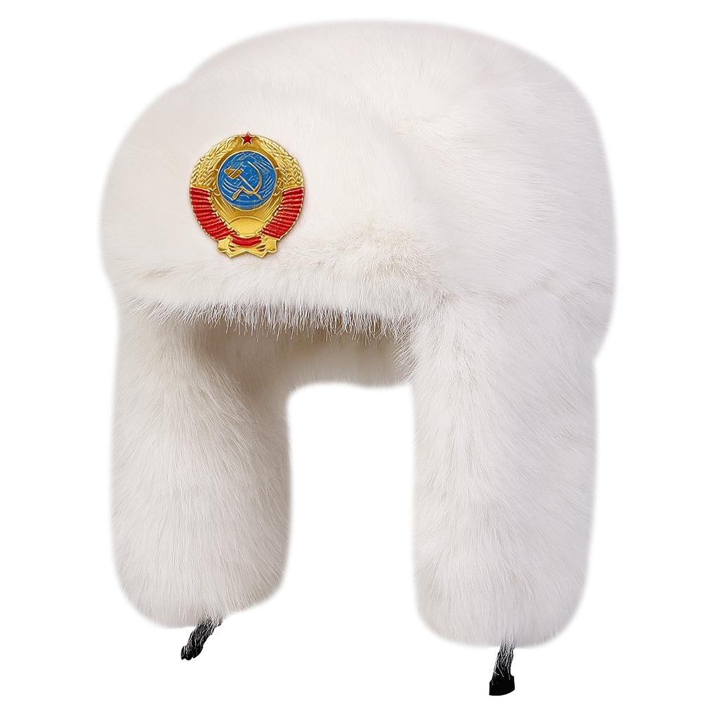 National Emblem Plush Lei Feng Hat Winter Outdoor Thick Warm Hats Fashionable Casual Pilot Cap Bomber Caps