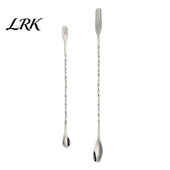 Coffee And Tea Stirrer Dual Head Bar Spoon, Cocktail Mixing Stirrers with Long Handle, Stainless Steel Stirring Spoon Drink Trident Tip for