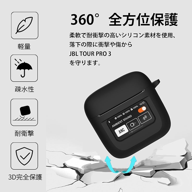 JXRICH For JBL TOUR PRO 3 Case for Cover Fall Prevention Scratch Prevention Silicon Case I Can See the LED Light Can Be Charged While Wearing Full