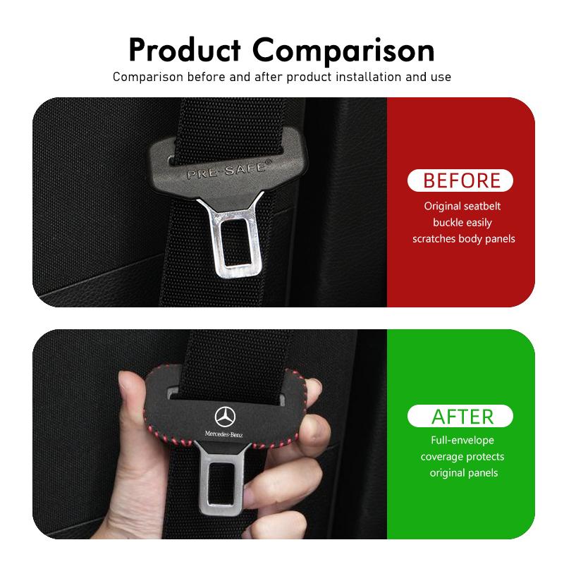 FA02Car Seat Belt Buckle Clip Protector Suede Anti-Scratch Cover For Benz W202 W212 W126 W140 W168 W177 CLS GLE GLC GLS CLA