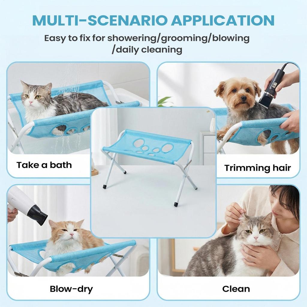 Cats Dog Grooming Bed Pet Nail Trimming Hammock Table Foldable Breathable Mesh Bath Rack Pet Washing Station With Support Frame