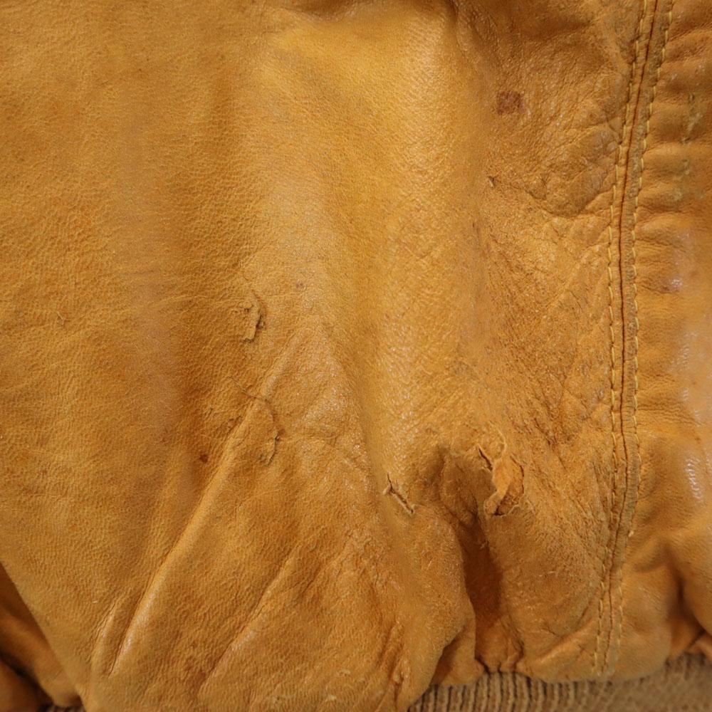 Vintage 70s Decathlon Leather Jacket 44 Camel IDEAL Zip Blouson Men's Used