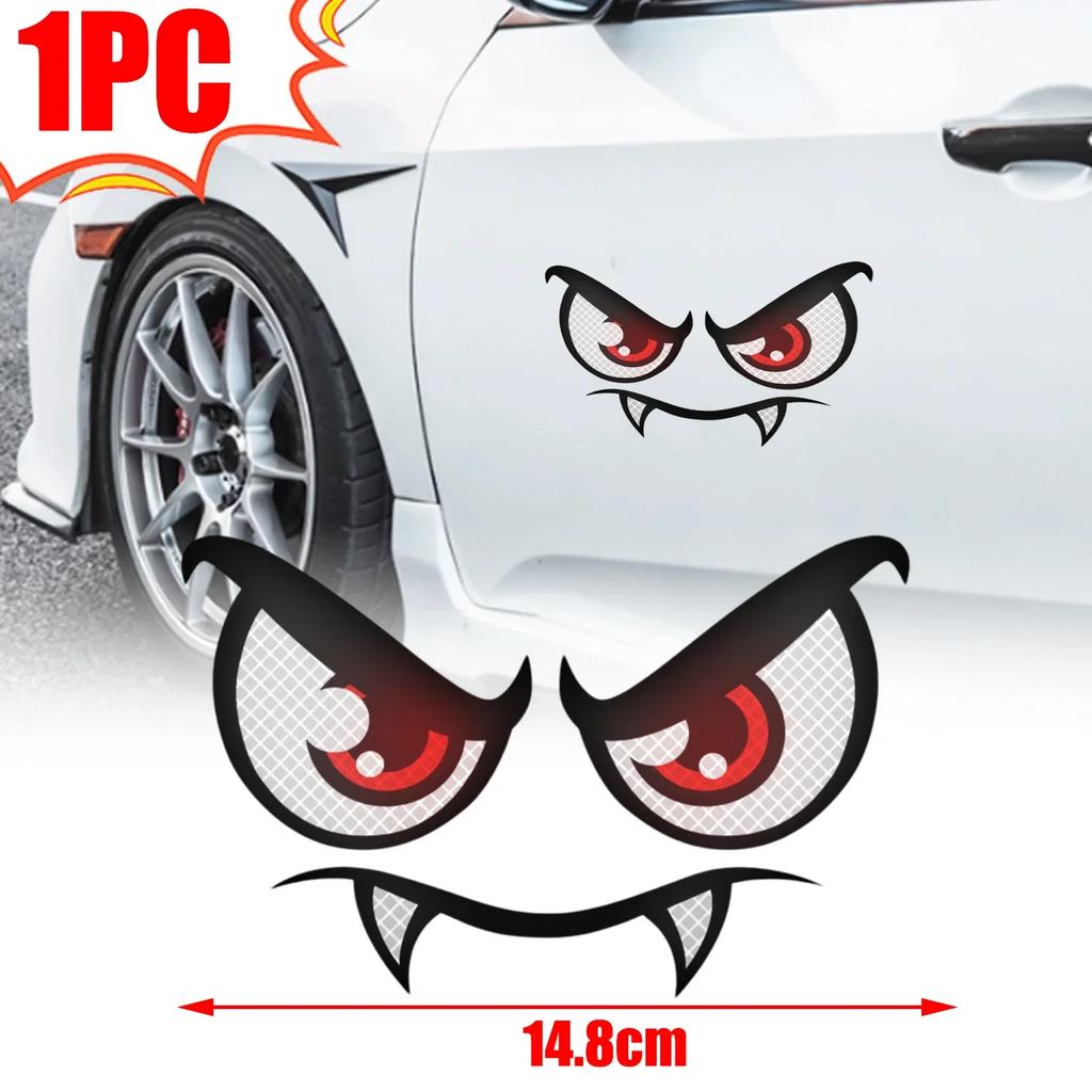 3types Car Night Light Safety Reflective Stickers Devil's Eyes Reflective Warning Stickers Auto Decoration Exterior Accessories