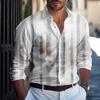 Camicia Casual a Maniche Lunghe da Uomo Primavera Autunno con Stampa Semplice e Versatile di Tendenza Camicie da Uomo a Vestibilità Ampia