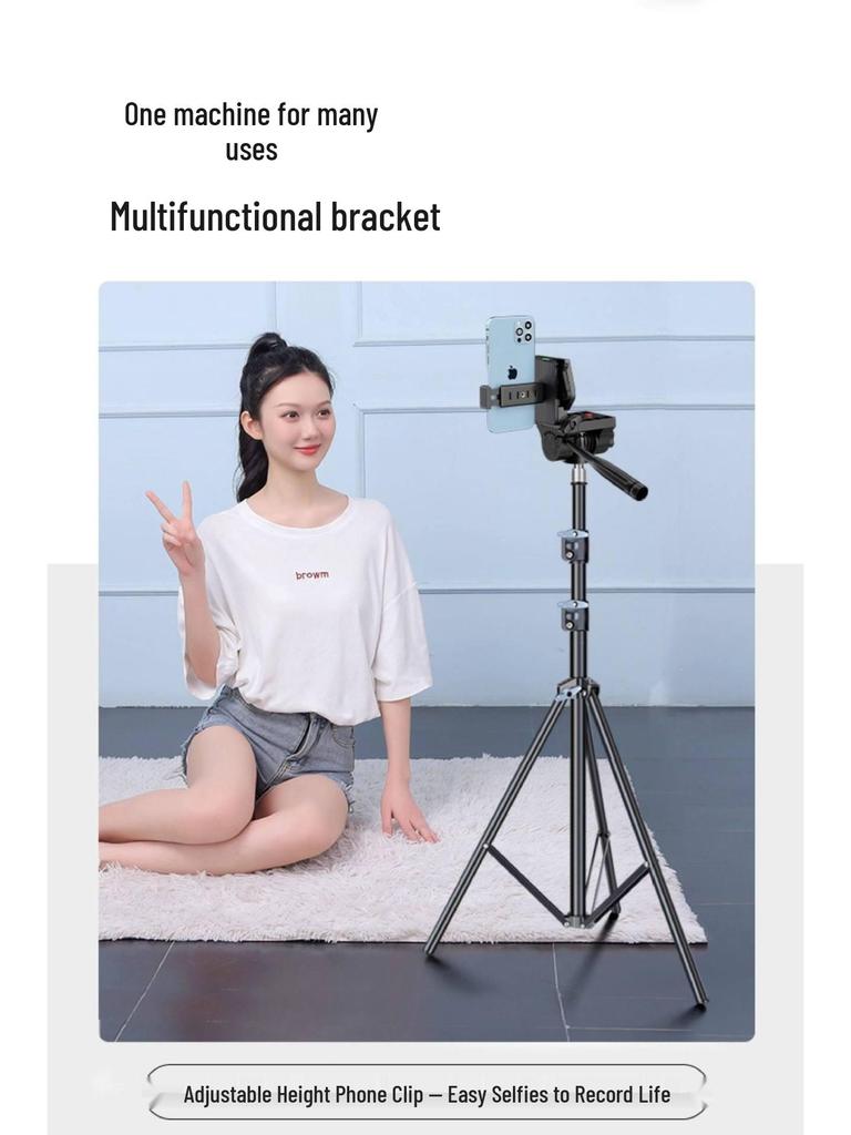 2025 Pro Live Streaming Stand: Dual Phone Tripod with Fill Light for Streamers & Vloggers