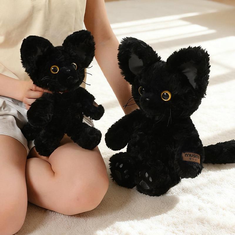 25cm40cm Sitzende Haltung Schwarze Katzen Weiche Plüschtiere Gelbe Augen Katzen Kuscheltiere Plüschtiere Begleiterpuppen Für Kinder Geschenke