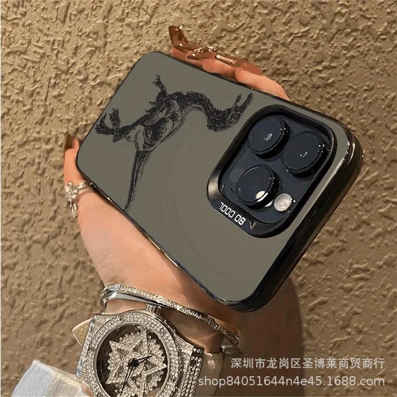 Line Dinosaur Apply Apple 15 Color Silver iPhone14Pro Creative 11Promax Scrub 16 Protective Case 17