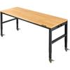 Werkbank höhenverstellbar, 122cm B X 51cm T X 104cm H Garagentisch mit 79 – 104 cm Höhen & 720KG Tragfähigkeit, mit Steckdosen & Hartholzplatte &