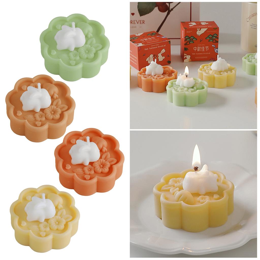 Cute Rabbit Mooncake Shape Scented Candle for Mid Autumn Festival Gift for Relaxation and Celebration Holiday Present