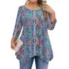 Womens Plus Size 3/4 Sleeve Shirts  Round Neck Tunic Tops Basic Loose Fit Tee Tops L-5XL