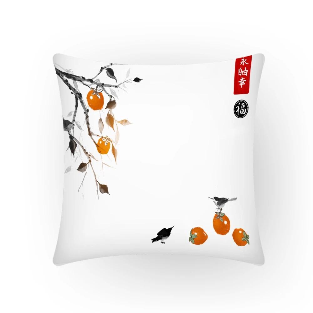 

Декоративная наволочка с пейзажной живописью для дома в китайском стиле, горная наволочка, декоративная удобная квадратная ретро-наволочка 40x40cm