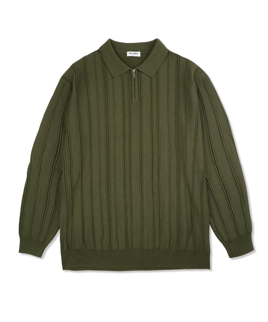 NUBINDA Washable Collared Half-Zip Knit [Ivory]