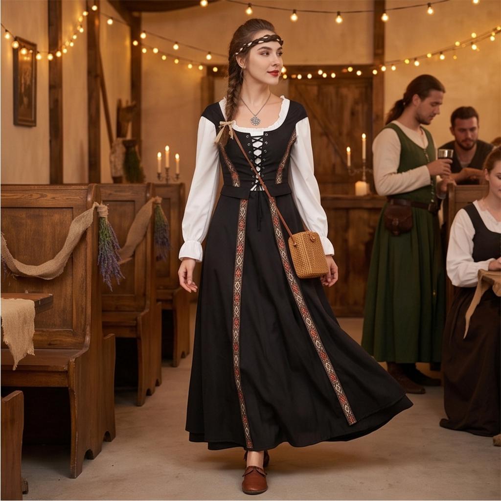 Women's Vintage Corset Dress for Halloween Costume Party