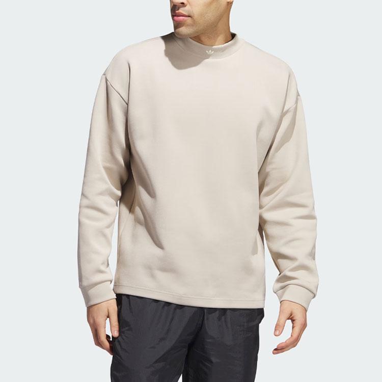 Adidas Originals 1 Moment Pure Logo Mark Sport High Collar Long Sleeve Drop Shoulder T-Shirt Men Tops Beige IK8557