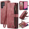 For Samsung Galaxy S24 Ultra Phone Cases with Strap CASEME C30 Zipper Multiple Card Holder PU Leather Cover