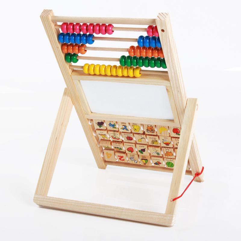 Wooden Kids' Writing & Drawing Board with Abacus and Calculator for Early Education