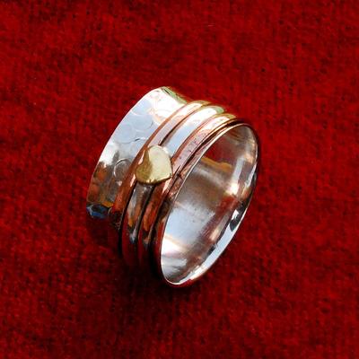 Heart Spinner Ring, Anxiety Ring, Fidget Ring, Thumb Worry Ring, 925 Silver Ring, Promise Ring, Meditation Ring, Valentine's Day Gift, New Year Gift