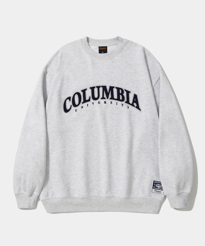 COLUMBIA UNIVERSITY Street Arch Heavy Terry Crew Neck_Light Gray
