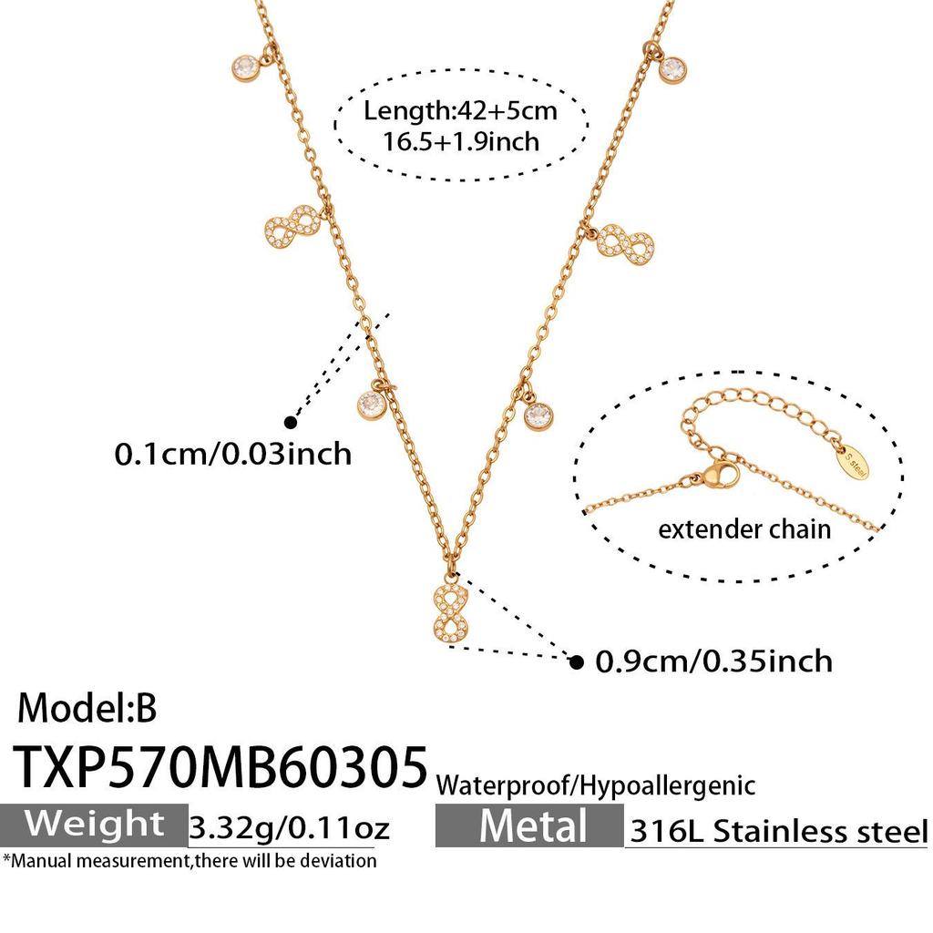 European & American Fashion DIY Multi-Accessory Set: Small 8-Shaped Flower with Full Rhinestones & 5A Zircon Necklace and Bracelet Combination