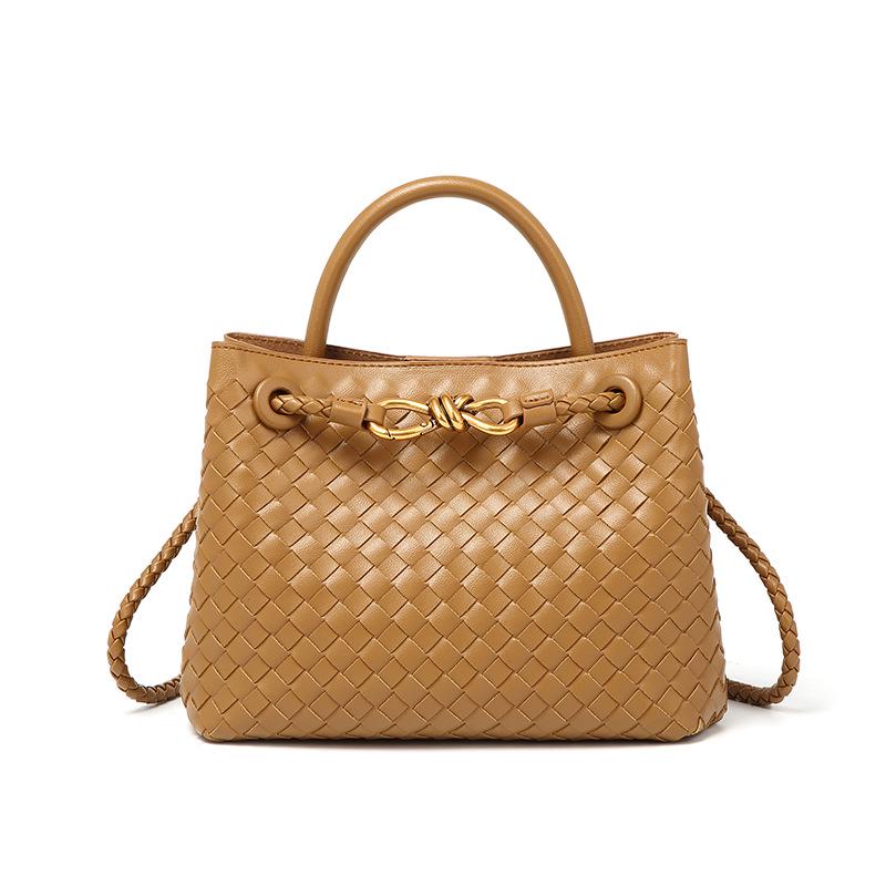 Woven Metal Rope Buckle Multi-Use Tote: Large Capacity Handbag & Crossbody Bag