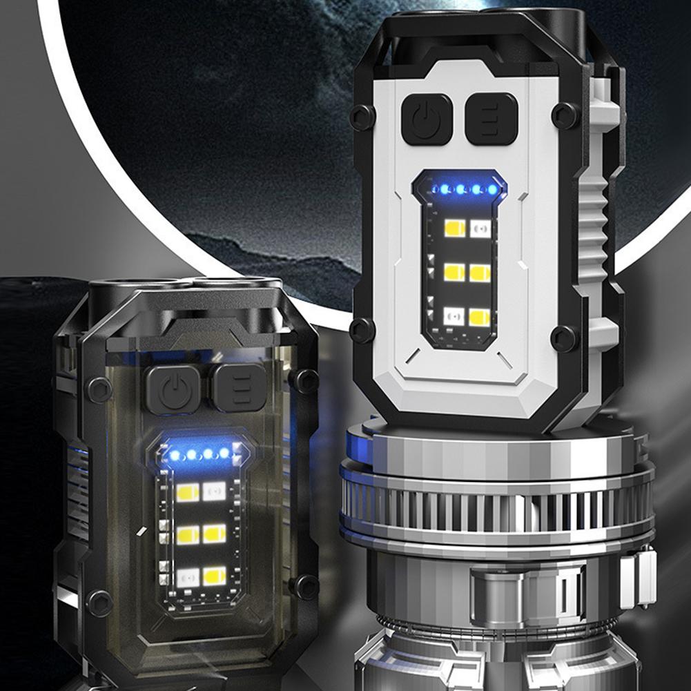 Mini Keychain Flashlight USB Charging High Bright Flashlight Multifunctional Portable Keychain Light for Camping Fishing Walking