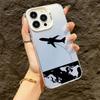 Black Airplane Design Phone Case for Iphone 16 15 14 13 12 11 Pro Max Mini Shockproof Anti-Scratch Protective Hard Cover