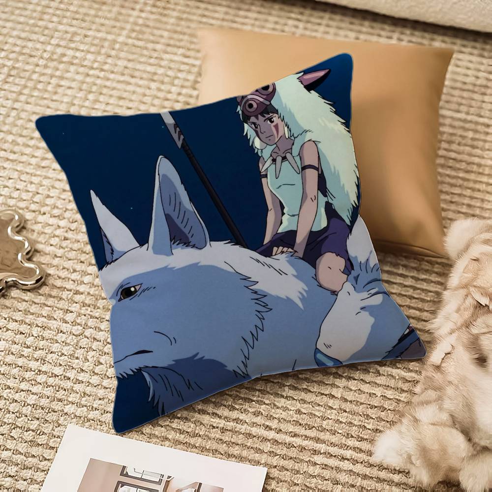 Anime P-Princess M-Mononoke Pillow Case Anti-dustmite Pillowcase Invisible zipper silky plush Sofa