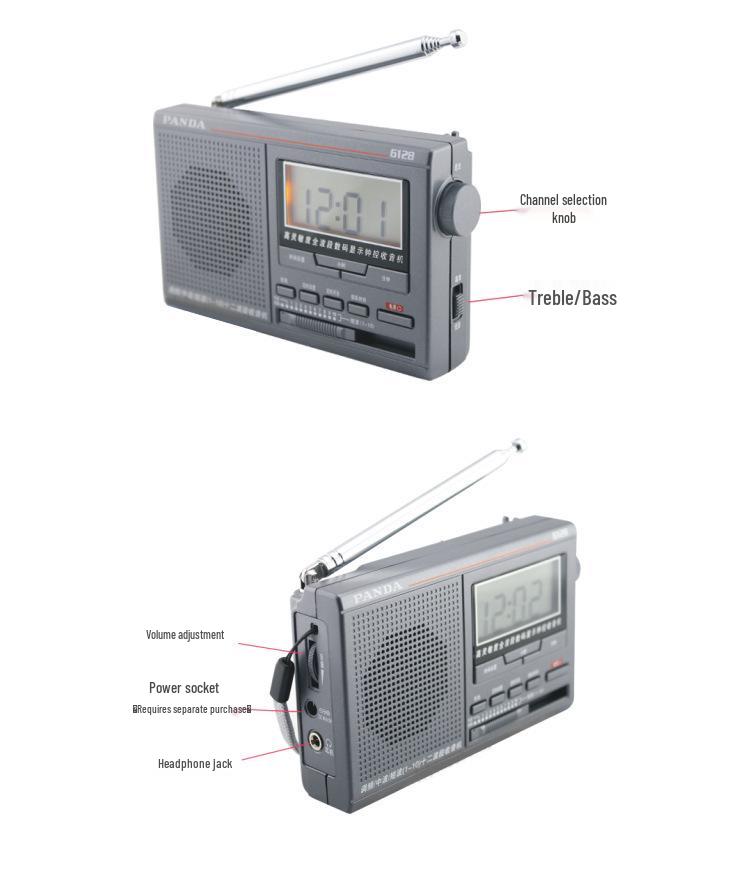 PANDA 6128 Elderly Radio with Digital Display & Auto-On Clock for Campus Broadcasts