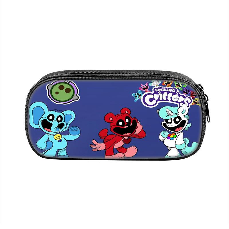 Smiling Critters Cartoon Pencil Case Nylon Kids School Supplies Storage For Children